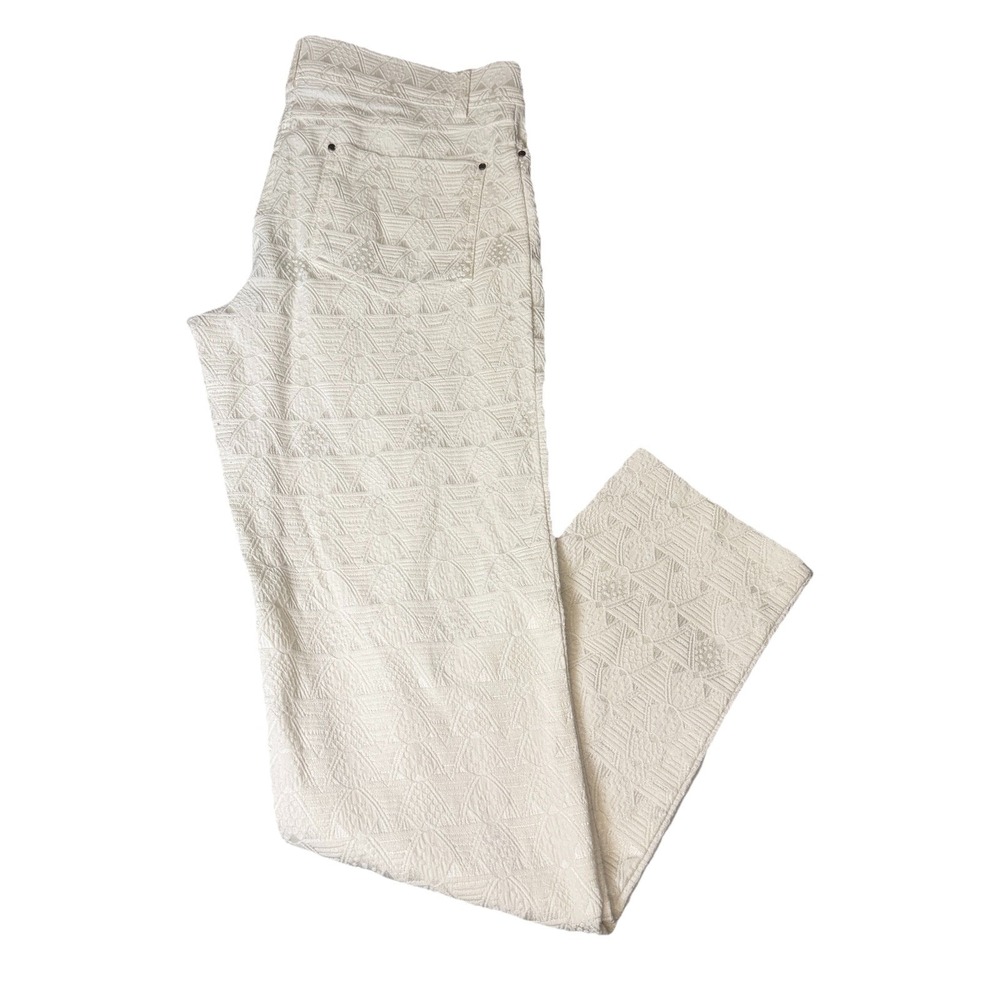 89th & Madison Pants Women Size 6 White Scratchy‎ Abstract Pattern Career Cotton